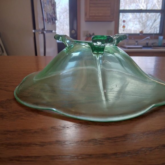 Candy Dish, Vintage, Footed, Green - Picture 4 of 9